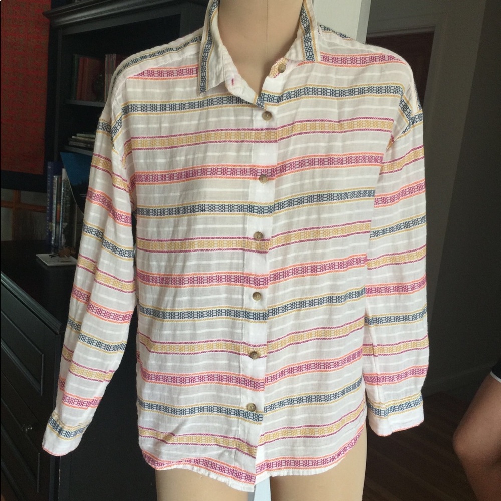 Indian cotton colorful striped button down shirt